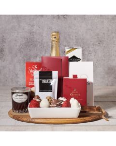 The Silvana Gift Basket, Valentine's Day gifts, sparkling wine gifts, chocolate covered strawberries