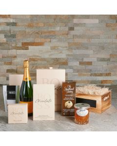 The Spirit of Joy Gourmet Gift Basket, sparkling wine gift, sparkling wine, champagne gift, champagne, gourmet gift, snack gift