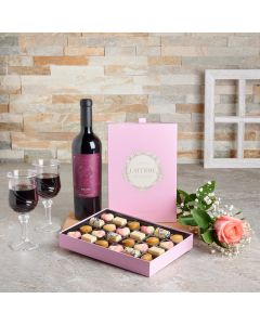 Mother’s Day Blushing Rose & Wine Gift , wine gift, mother's day gift, chocolate gift