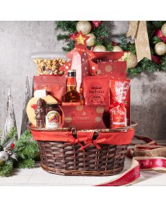 Under The Christmas Tree Liquor Gift Basket, Christmas Gift Baskets, Gourmet Gift Baskets, Liquor Gift Baskets, Chocolate Gift Baskets, Chocolates, Pretzels, Jam, Liquor, Popcorn, Chips, Cookies, Candy, Xmas Gifts, USA Delivery