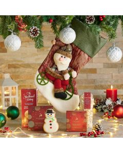 Santa Stocking & Snacks Gift Set, Christmas Gift Baskets, Gourmet Gift Baskets, Christmas Stockings, Xmas Gifts, Chocolates, Cookies, Popcorn, USA Delivery