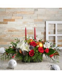 Festive Floral Holiday Arrangement, Christmas Gift Baskets, Christmas Floral Arrangement, Holiday Flower Gifts, Xmas Flower Baskets, Mixed Floral Gifts, USA Delivery