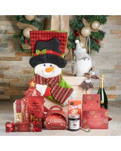 Luxe Christmas Gift Crate, Christmas Gift Crate, Christmas Champagne Gift Baskets, Chocolate Gift Baskets, Christmas Gourmet Gift Baskets, Christmas Stocking, Pretzels, Chocolates, Jam, Cheeseball, Cookies, Popcorn, USA Delivery