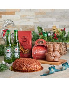 Holiday Beer & Cheese Ball Platter, Beer Gift Baskets, Gourmet Gift Baskets, Cheese Gift Baskets, Christmas Gift Baskets, Xmas Gift Set, Cheeseball, Beer, Pretzels, Chocolate, USA Delivery