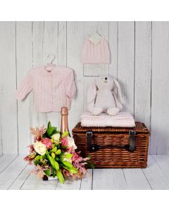 THE BABY GIRL CABLE-KNIT SET WITH CHAMPAGNE