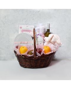 Sweetheart Bunny Baby Gift Basket with Wine