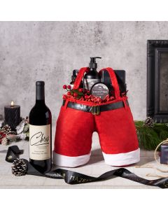Santa's Shave & Wine Gift Set, Christmas gift baskets, gifts for guys, spa gift baskets, wine gift baskets