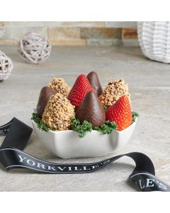 Chocolate Dipped Strawberry Ivy Dish Arrangement , Valentine's Day gifts, chocolate covered strawberries