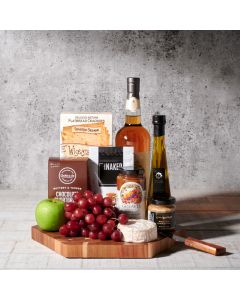 Lake Rosseau Liquor and Cheese Board, liquor gift baskets, gourmet gifts, gifts, cheese board, charcuterie