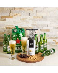 Heineken Falls Gift Set, beer gift sets, gourmet gifts, heineken, beer keg, beer, peanuts, beef jerky, US Delivery