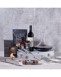 Deluxe Barbeque Tool Gift Basket with Wine