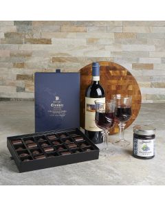 Ultimate Chocolate & Wine Gift Basket, wine gift, chocolate gift, wine, chocolate, romantic gift, wine pairing gift