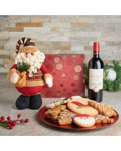 Claus’ Wine Christmas Gift Basket, Christmas Gift Baskets, Wine Gift Baskets, Gourmet Gift Baskets, Xmas Gifts, Cookies, Wine, USA Delivery