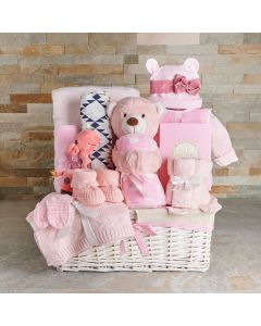 Cozy Bedtime Baby Girl Gift Basket, baby gift, baby, baby girl gift, baby girl, baby shower gift, baby shower, Set 25487-2022