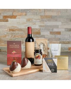 Heavenly Treats Gift Set with Wine, wine, gift basket, gourmet gift basket, wine gift basket, chocolate dipped pears, USA delivery