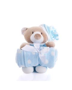 Blue Hugging Blanket Bear, Baby Toys, Plushy Toys, Baby Gifts, Baby Plushies, USA Delivery