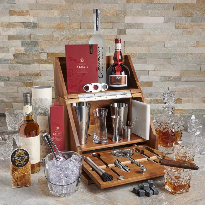 Luxe Mixologist Table Top Bar Gift – liquor gift baskets – US delivery