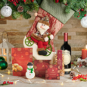 Cycling Santa Stocking & Wine Gift Set